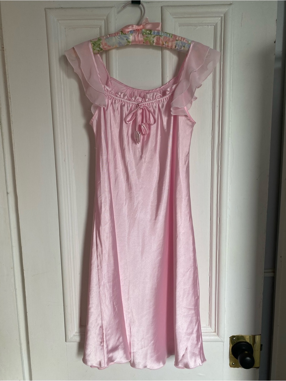 Vintage Soft Pink Nightgown with Flutter Sleeves
